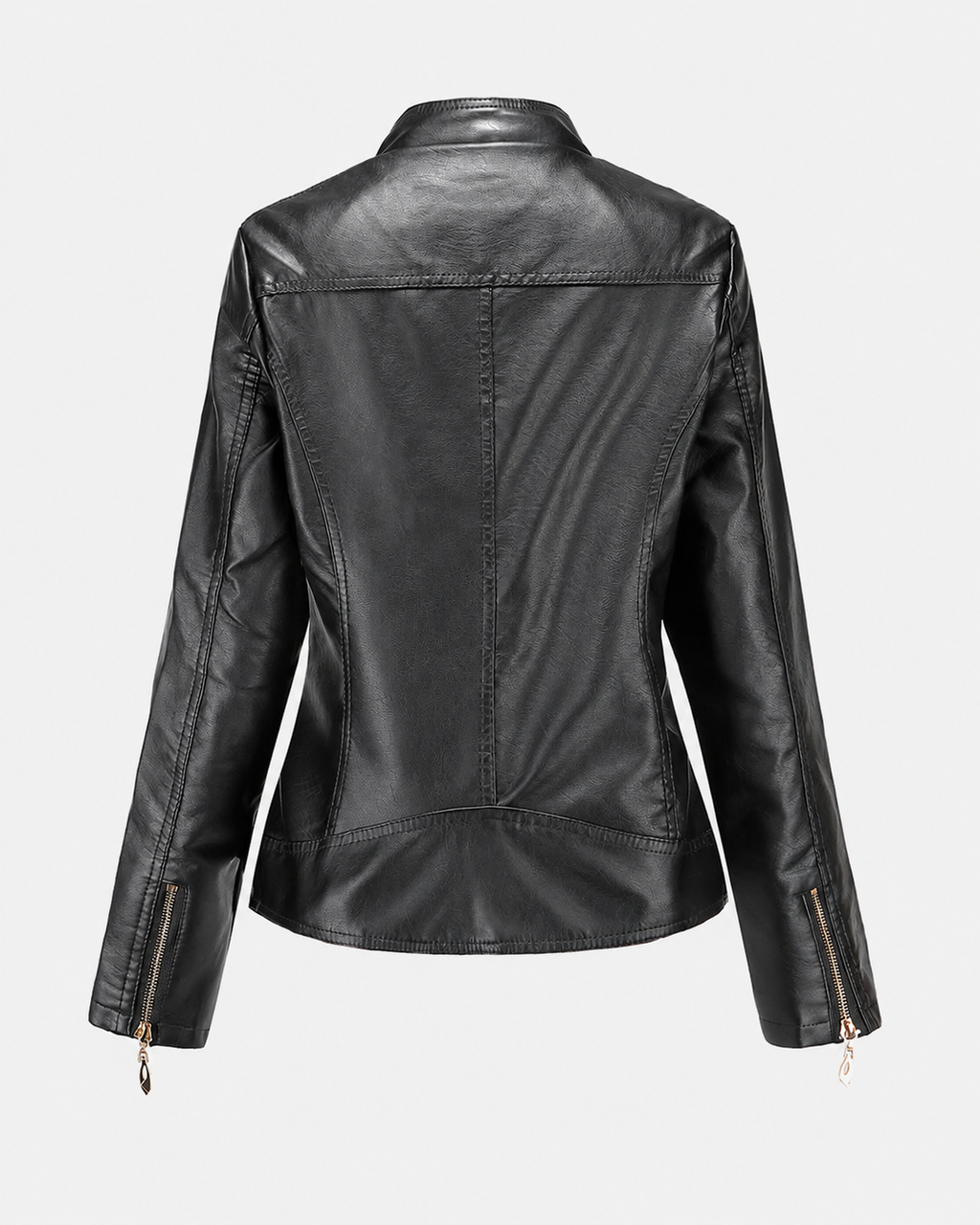Janiyah Women's Leather Jacket – Stand Collar Zip Jacket with Pockets