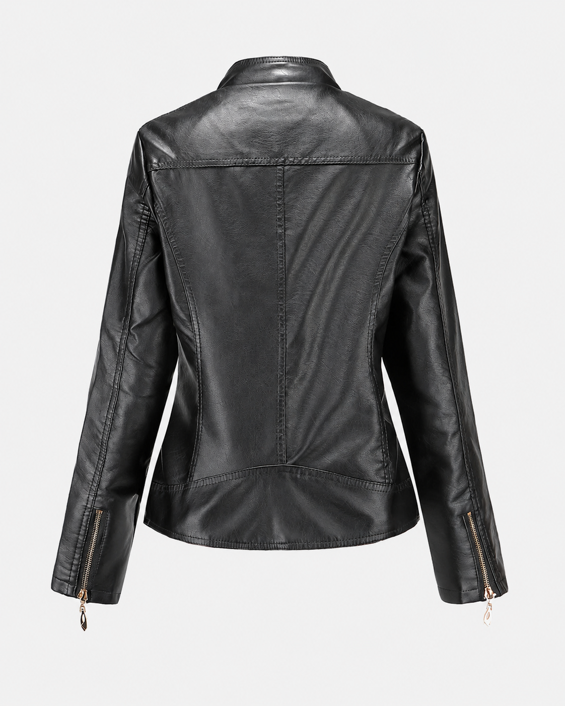 Janiyah Women's Leather Jacket – Stand Collar Zip Jacket with Pockets