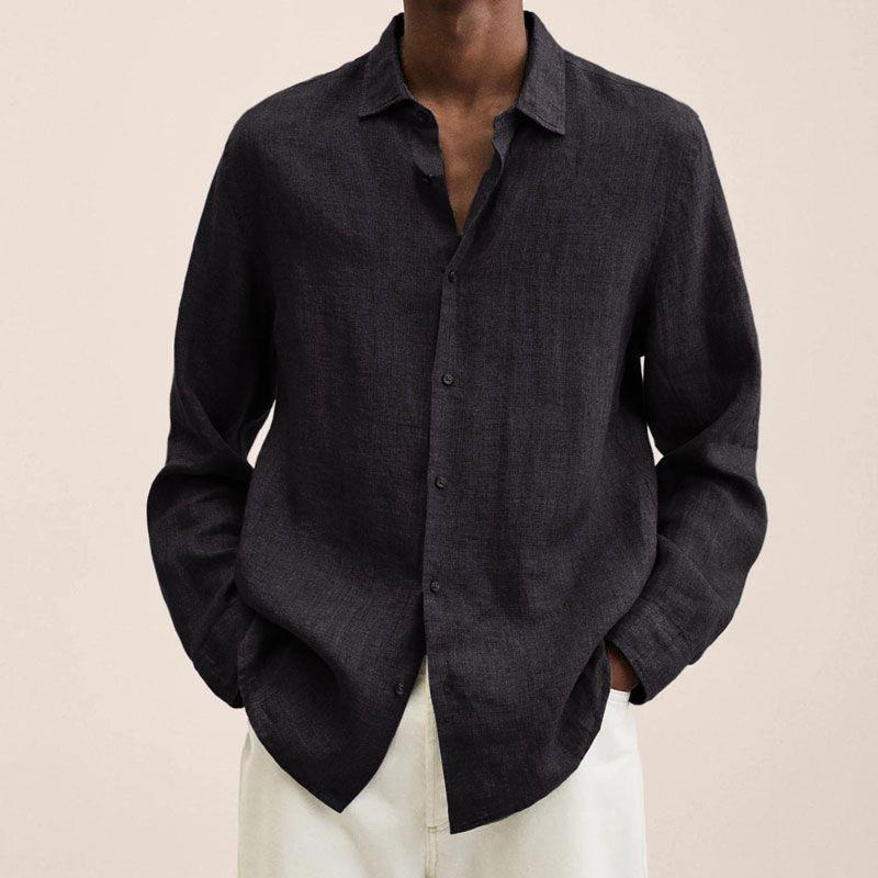 Giovanni Men's Linen Shirt – Long Sleeve Breathable Classic Casual Shirt