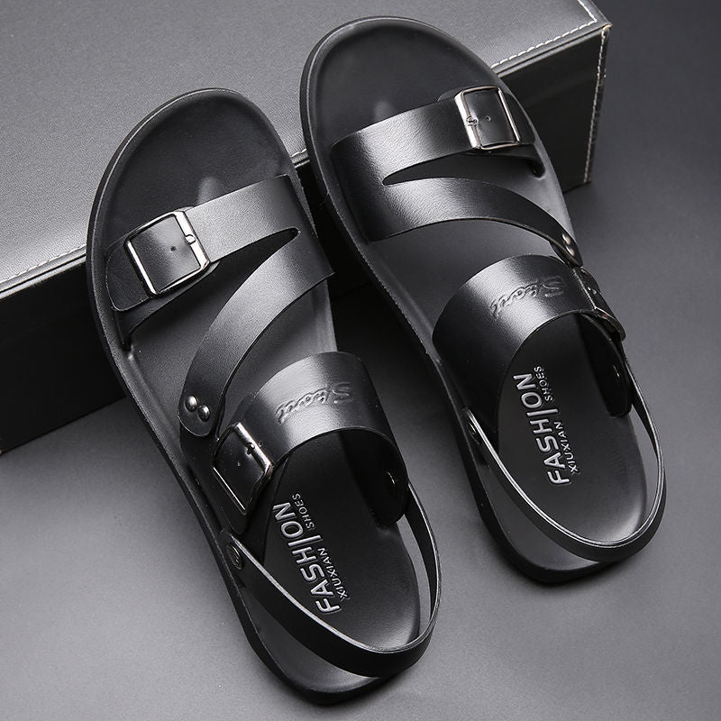 Antonio Men's Leather Sandals – Adjustable Buckle Comfort Summer Casual Sandals