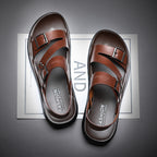 Antonio Men's Leather Sandals – Adjustable Buckle Comfort Summer Casual Sandals