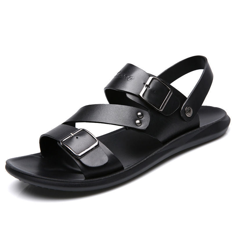 Antonio Men's Leather Sandals – Adjustable Buckle Comfort Summer Casual Sandals