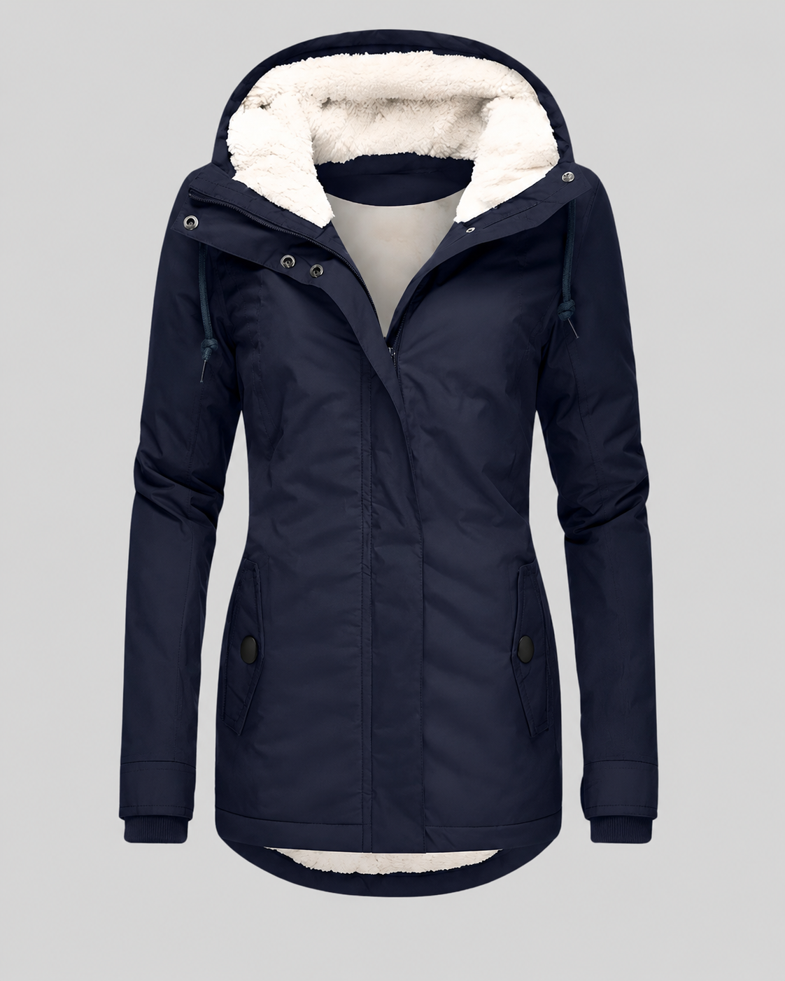 Celine Women's Long Winter Parka – Faux Fur Lined Hooded Coat with Flap Pockets