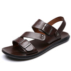 Antonio Men's Leather Sandals – Adjustable Buckle Comfort Summer Casual Sandals