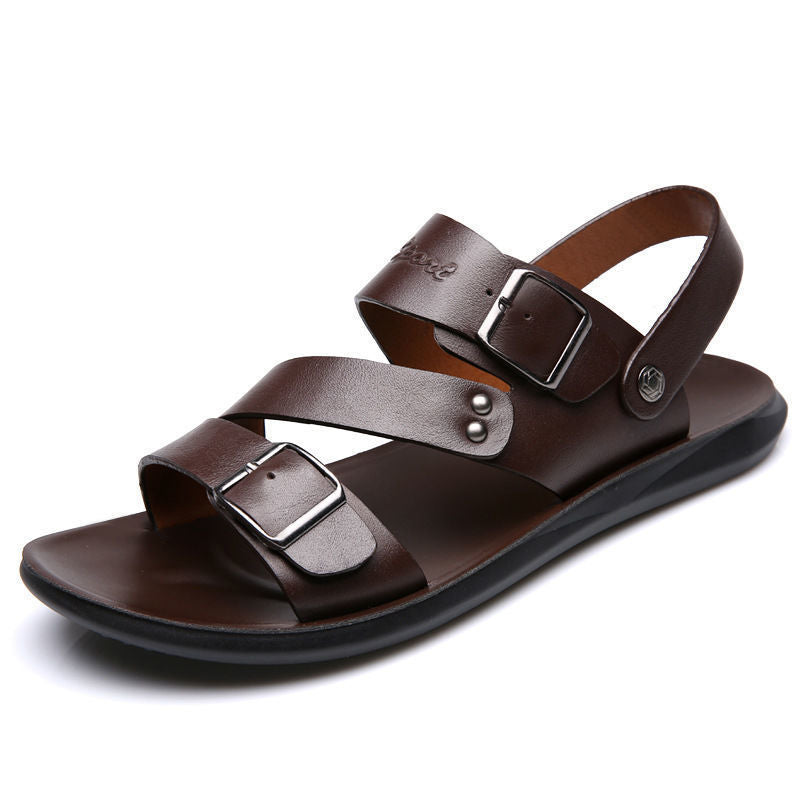 Antonio Men's Leather Sandals – Adjustable Buckle Comfort Summer Casual Sandals