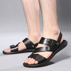 Antonio Men's Leather Sandals – Adjustable Buckle Comfort Summer Casual Sandals