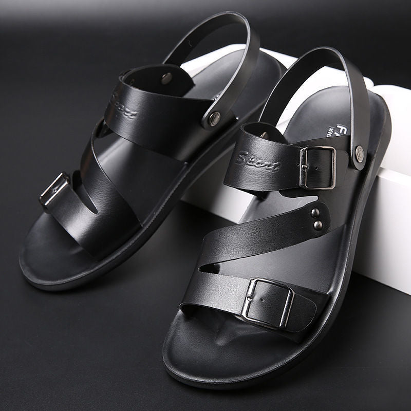Antonio Men's Leather Sandals – Adjustable Buckle Comfort Summer Casual Sandals