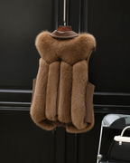 Dilara Women's Faux Fur Vest – Oversized Lapel Gilet with Adjustable Waist