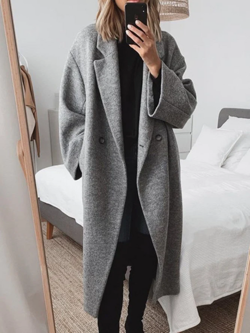 Celia Women's Oversized Wool Coat – Warm Elegant Winter Overcoat