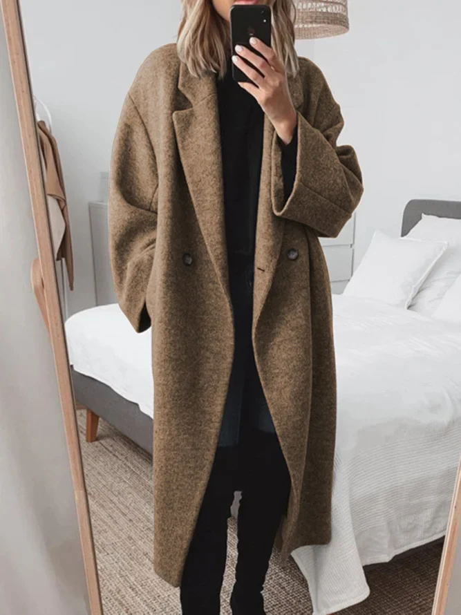 Celia Women's Oversized Wool Coat – Warm Elegant Winter Overcoat