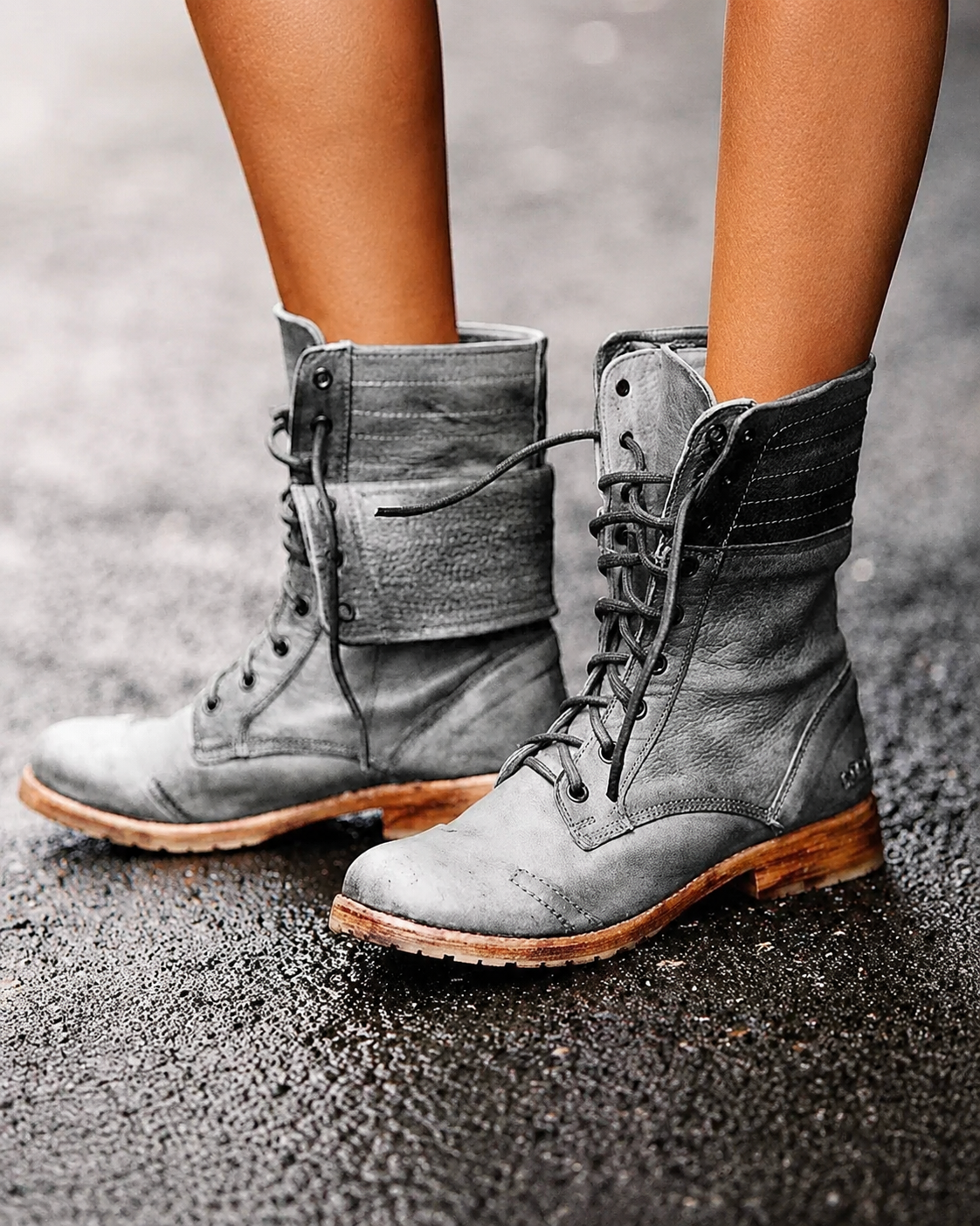 Ambre Women's Leather Ankle Boots – Lace-Up Classic Boots for Chic Everyday Wear