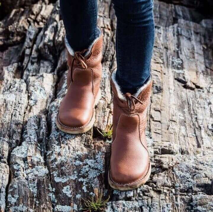 Emersyn Women's Warm Boots – Waterproof PU Leather Winter Boots with Wool Lining