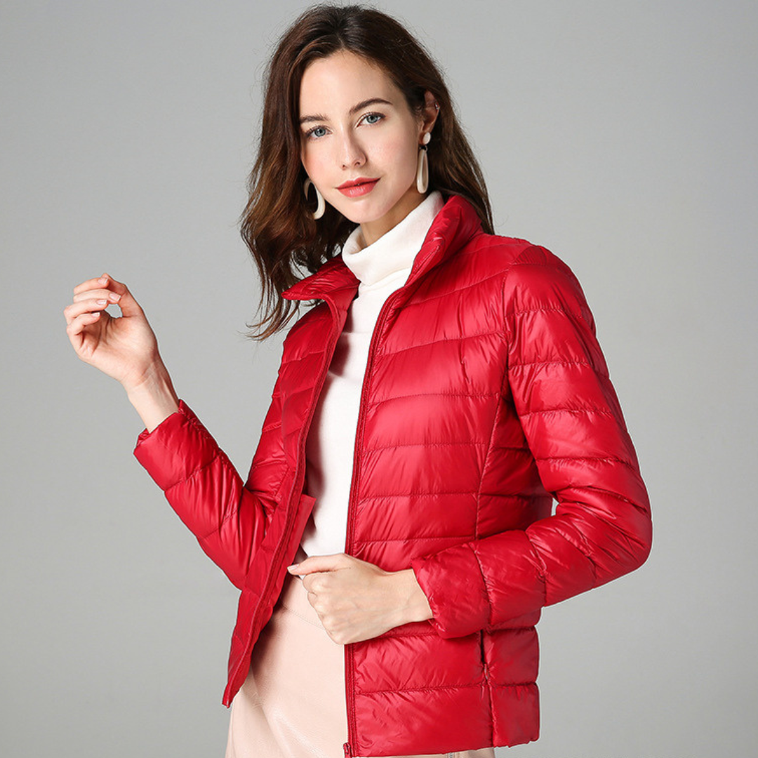 Aurora Women's Lightweight Jacket – Water-Resistant Packable Pleated Coat