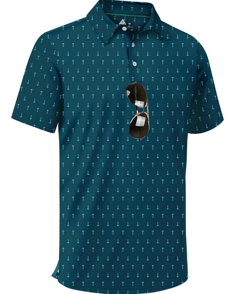 Brandon Men’s Performance Golf Polo Shirt – Moisture-Wicking Stretch Short Sleeve Print Polo