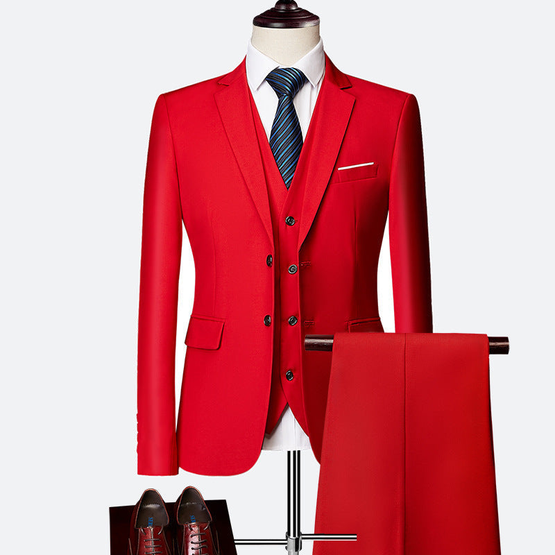David Men's 3-Piece Suit – Slim Fit Blazer Vest & Trousers Formal Set