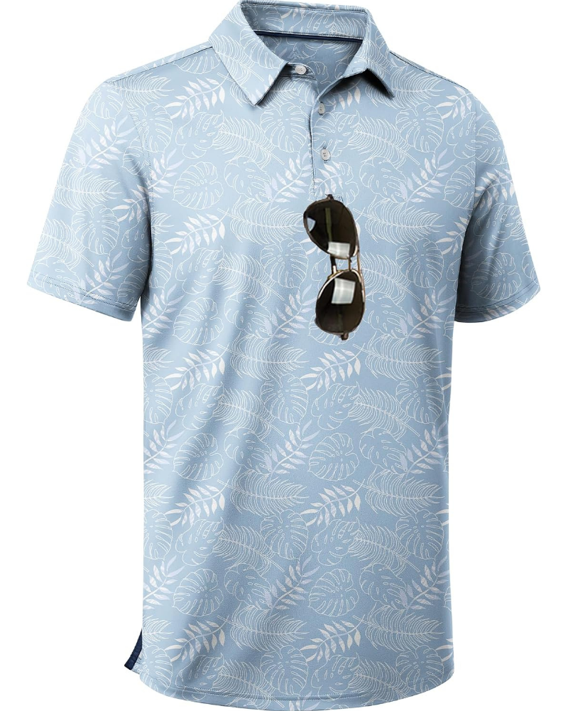 Brandon Men’s Performance Golf Polo Shirt – Moisture-Wicking Stretch Short Sleeve Print Polo