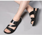 Antonio Men's Leather Sandals – Adjustable Buckle Comfort Summer Casual Sandals
