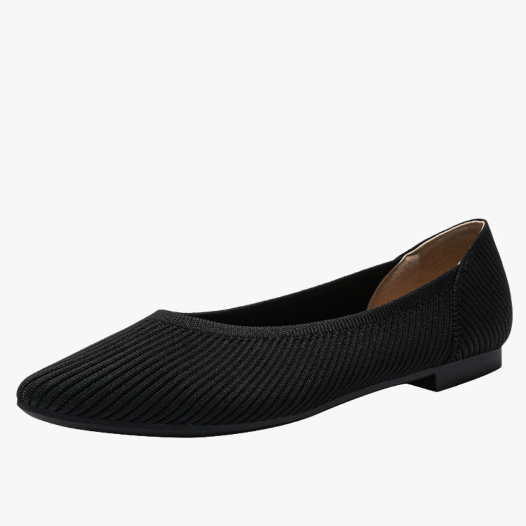 Faye Women's Knit Ballet Flats – Pointed Toe Slip-On Shoes with Cushioned Insole