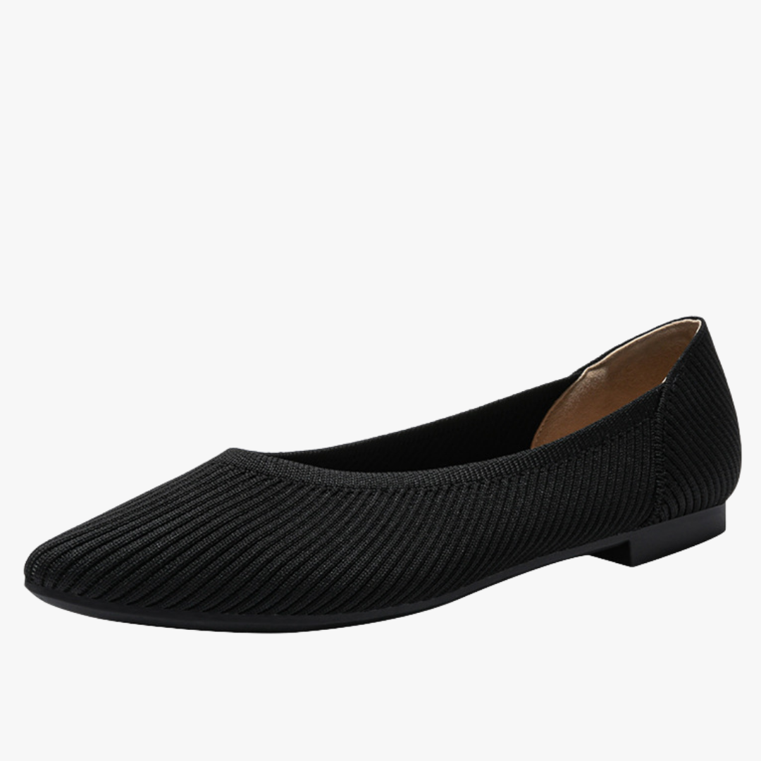 Faye Women's Knit Ballet Flats – Pointed Toe Slip-On Shoes with Cushioned Insole