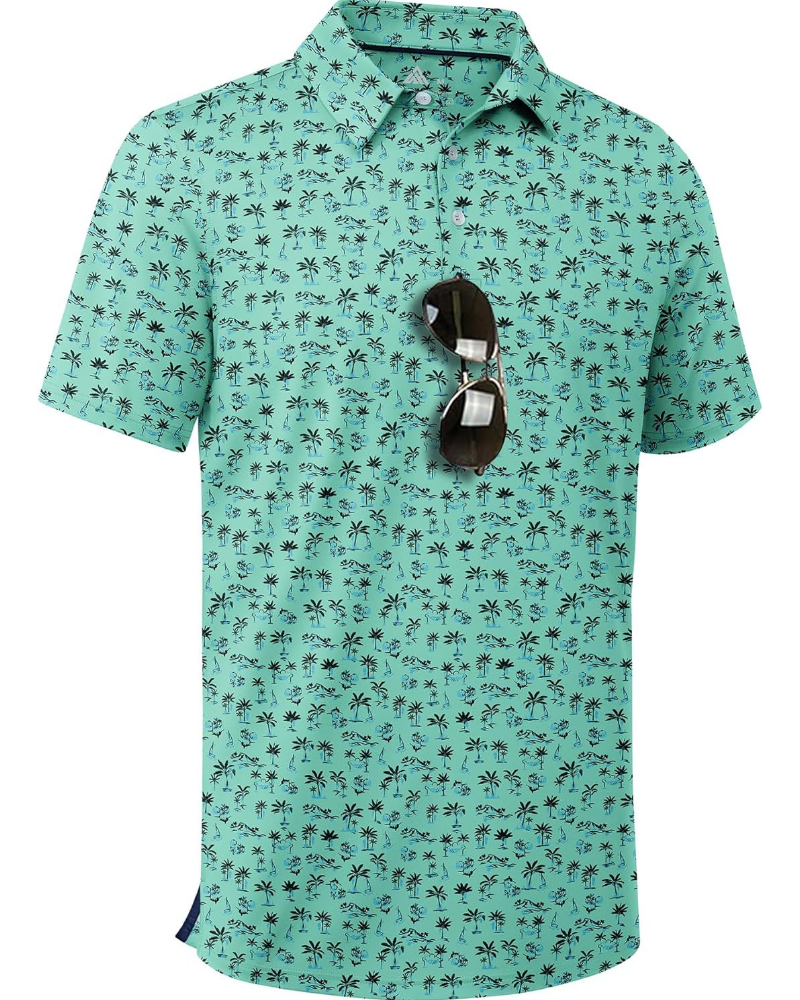 Brandon Men’s Performance Golf Polo Shirt – Moisture-Wicking Stretch Short Sleeve Print Polo
