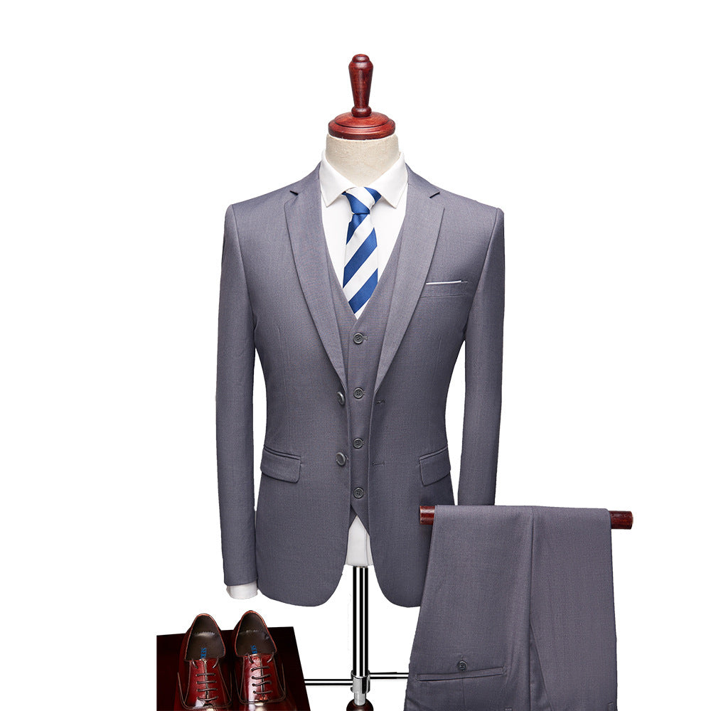 David Men's 3-Piece Suit – Slim Fit Blazer Vest & Trousers Formal Set