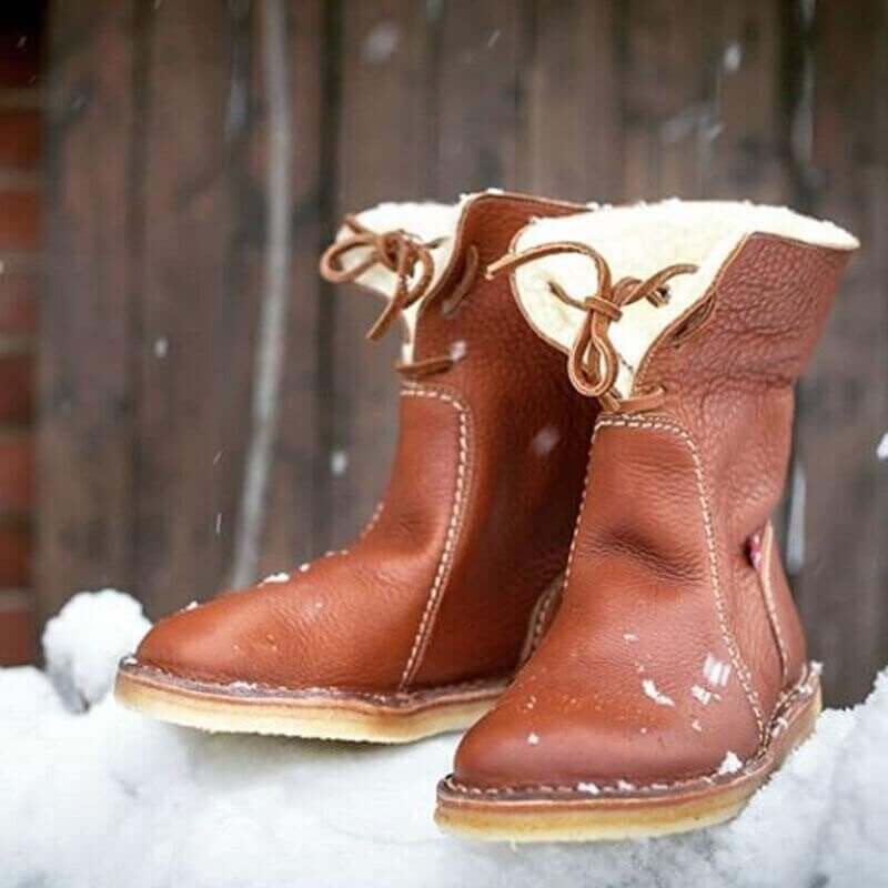 Emersyn Women's Warm Boots – Waterproof PU Leather Winter Boots with Wool Lining