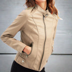 Diana Women's Leather Jacket – Zip Front Regular Fit Jacket with Pockets