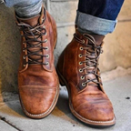 Leonard Men’s Leather Boots – Vintage Premium Ankle Boots with Durable Comfort