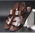 Antonio Men's Leather Sandals – Adjustable Buckle Comfort Summer Casual Sandals