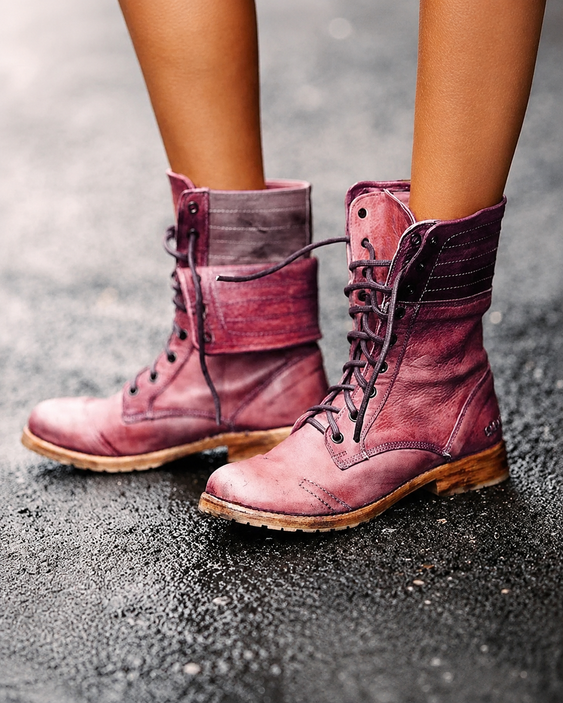 Ambre Women's Leather Ankle Boots – Lace-Up Classic Boots for Chic Everyday Wear