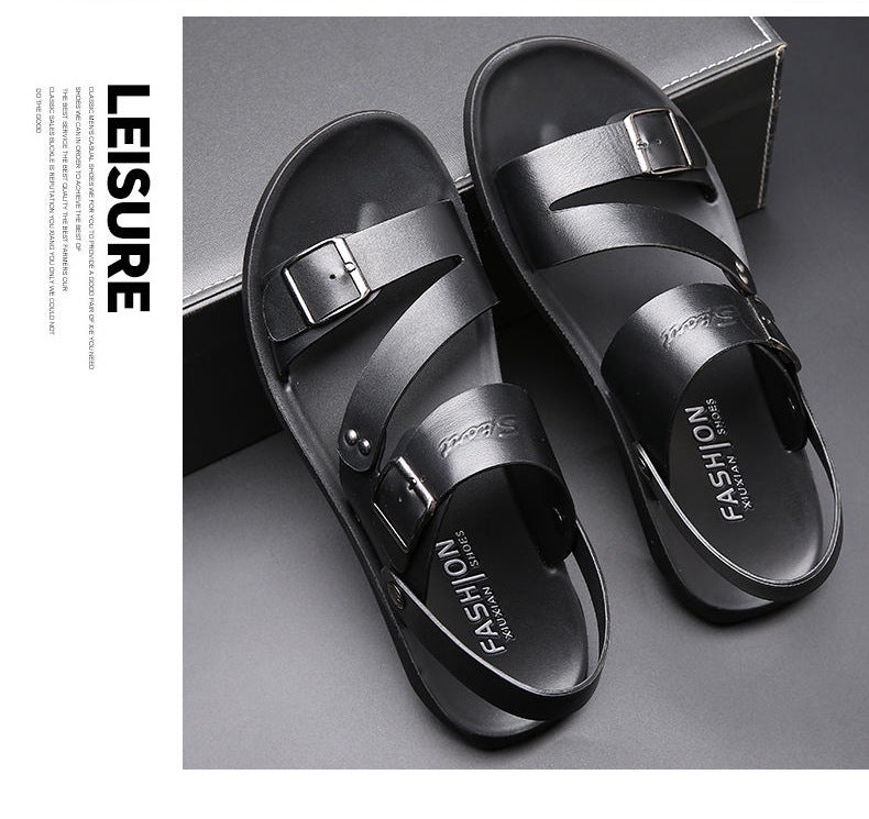 Antonio Men's Leather Sandals – Adjustable Buckle Comfort Summer Casual Sandals