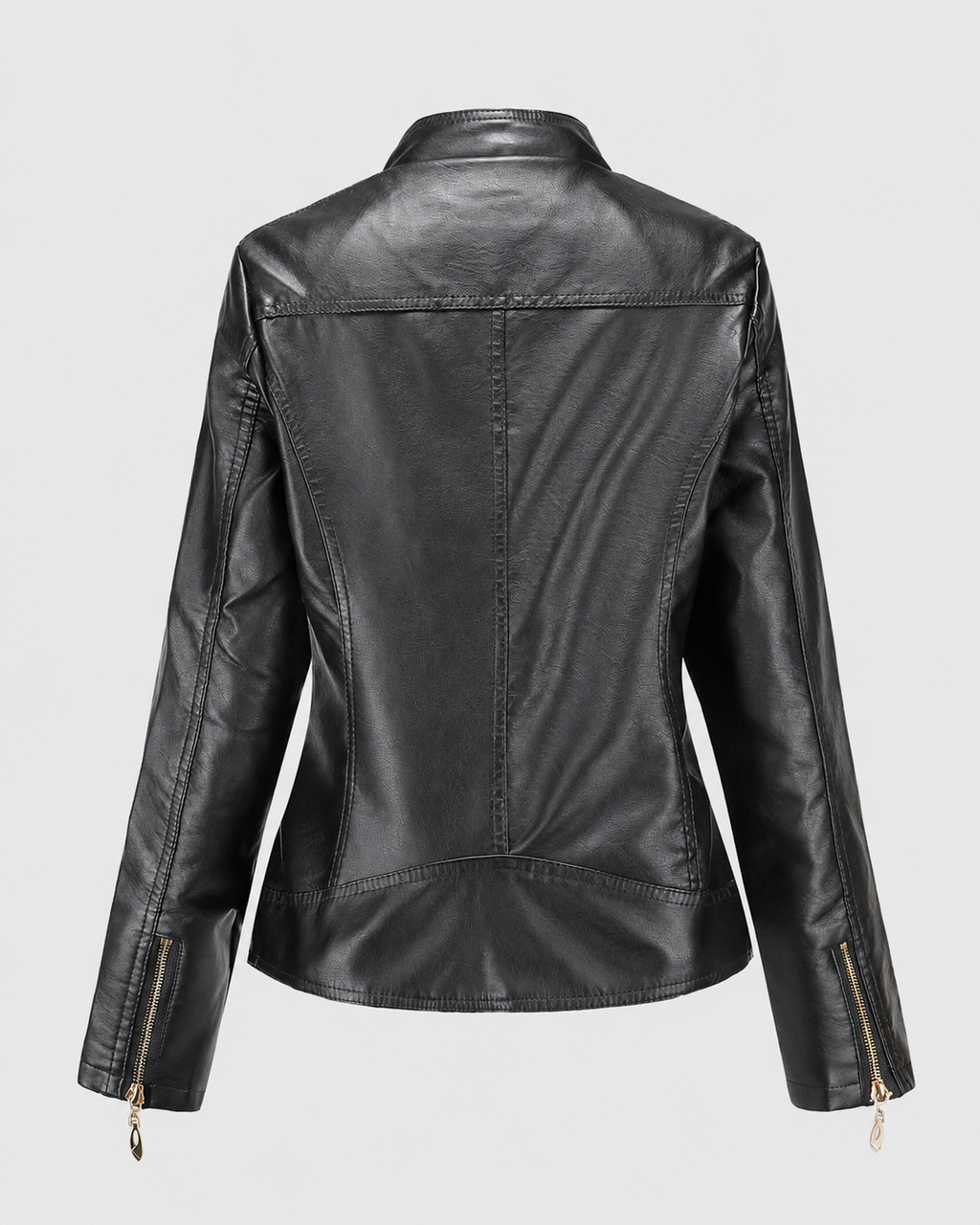 Janiyah Women's Leather Jacket – Stand Collar Zip Jacket with Pockets