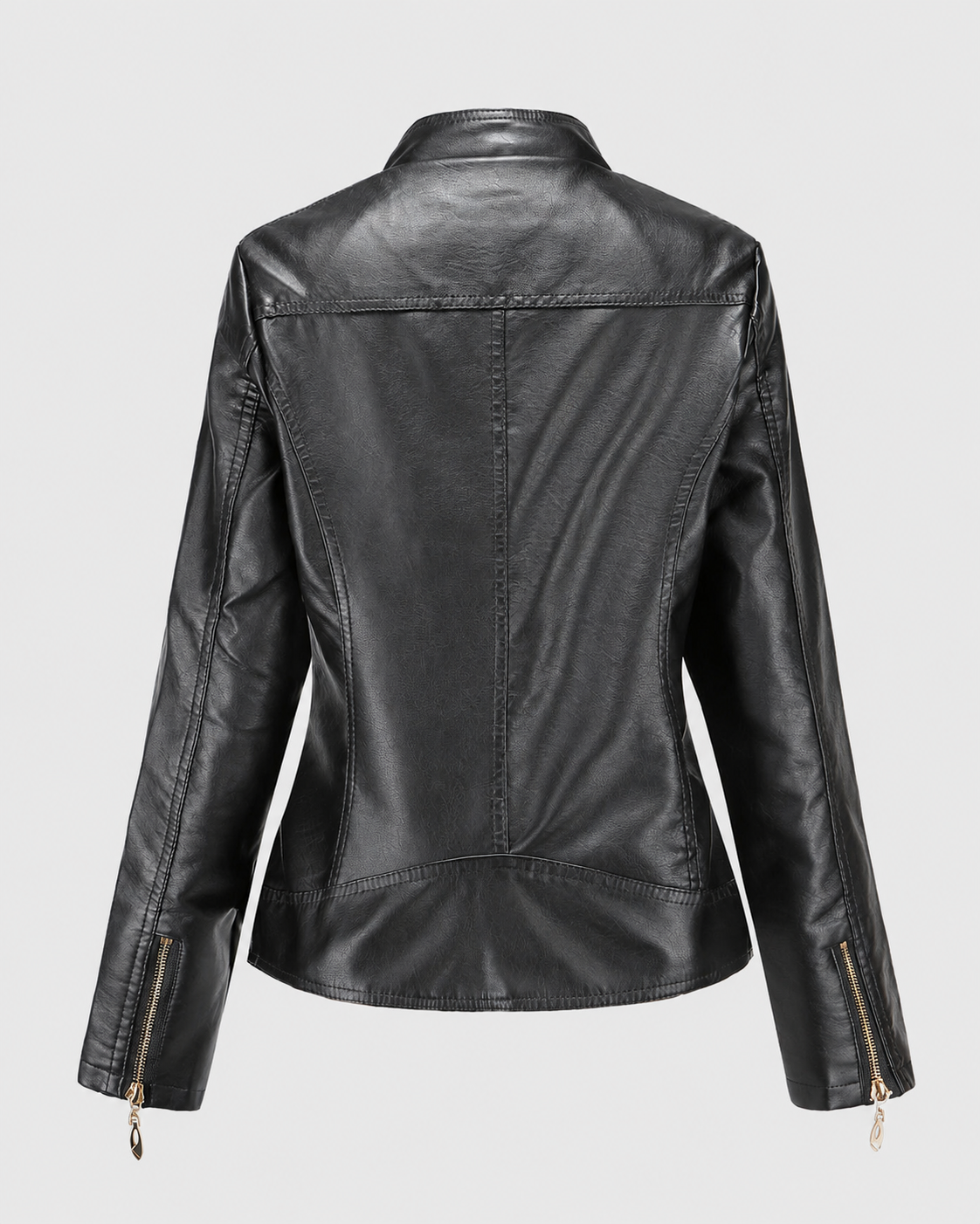 Janiyah Women's Leather Jacket – Stand Collar Zip Jacket with Pockets