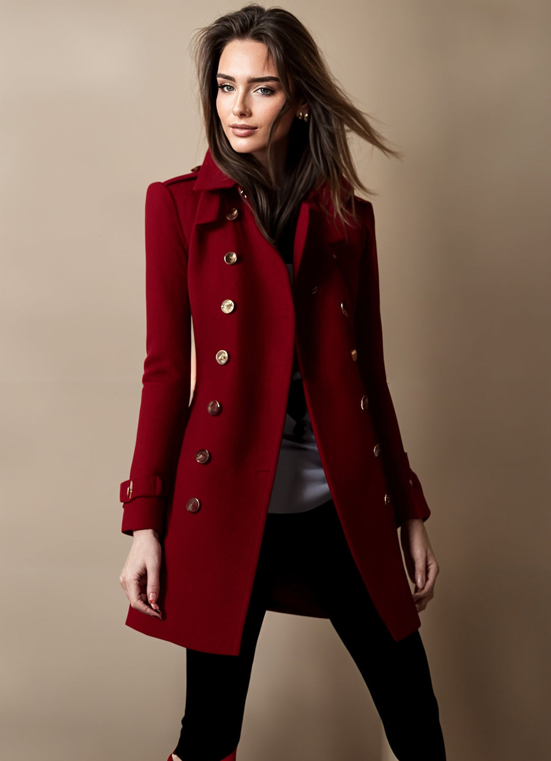 Divine Women's Elegant Coat – Long Sleeve Tailored Formal Overcoat