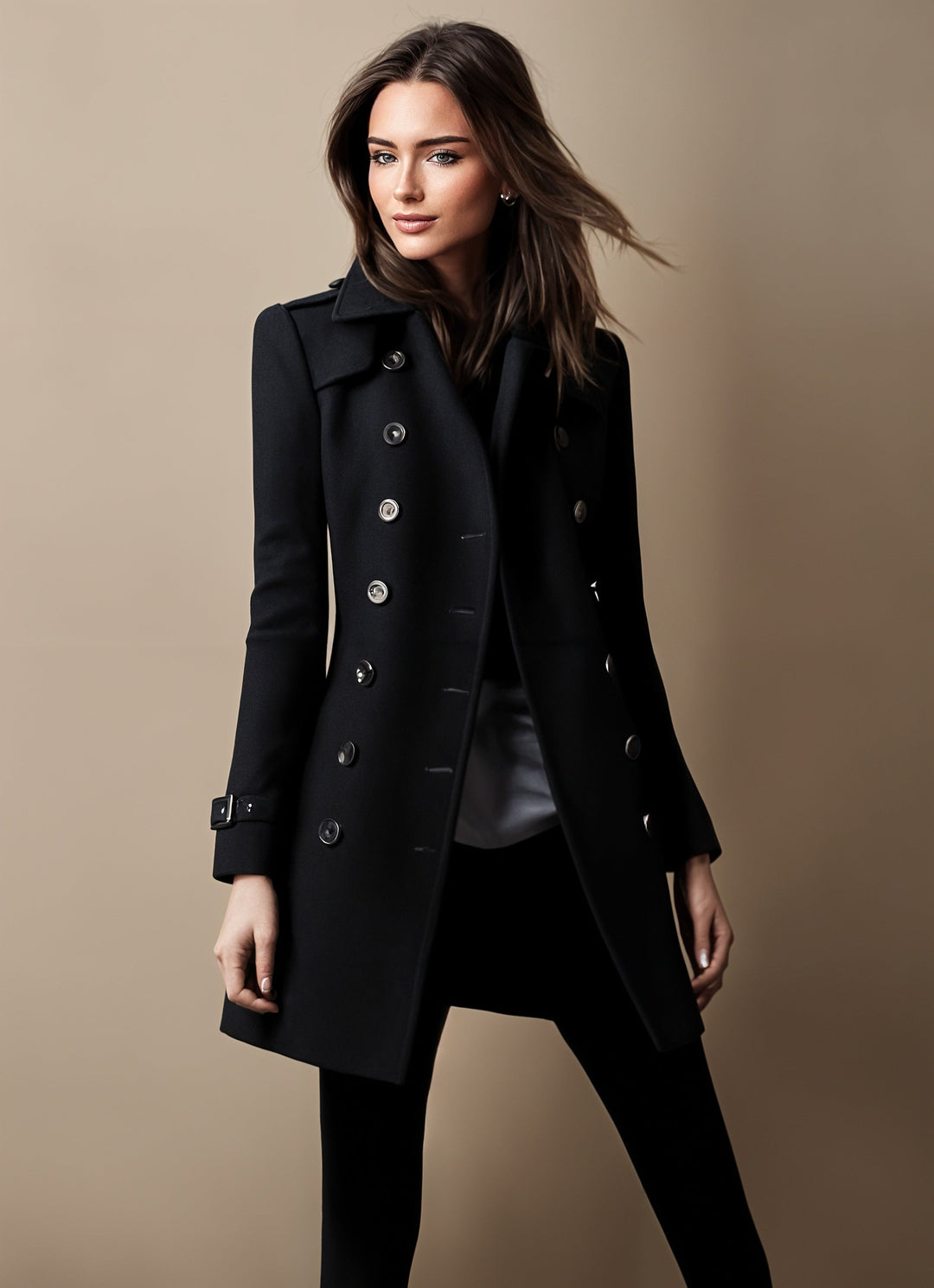 Divine Women's Elegant Coat – Long Sleeve Tailored Formal Overcoat