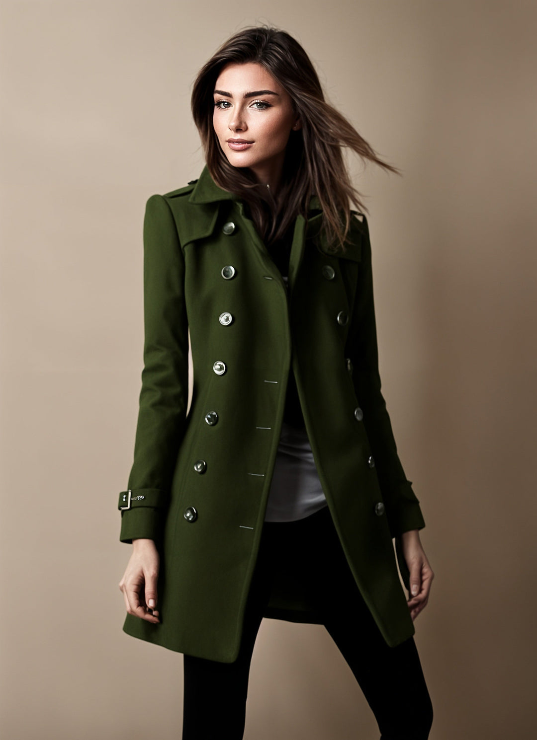Divine Women's Elegant Coat – Long Sleeve Tailored Formal Overcoat