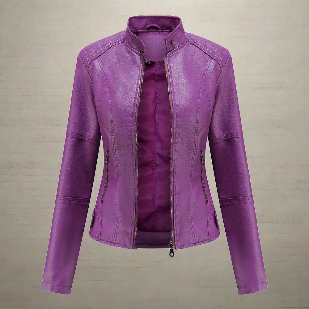Diana Women's Leather Jacket – Zip Front Regular Fit Jacket with Pockets