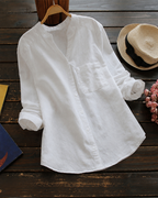 Aloyse Women's Linen Cotton Shirt – Relaxed Fit Breathable Button-Up Top