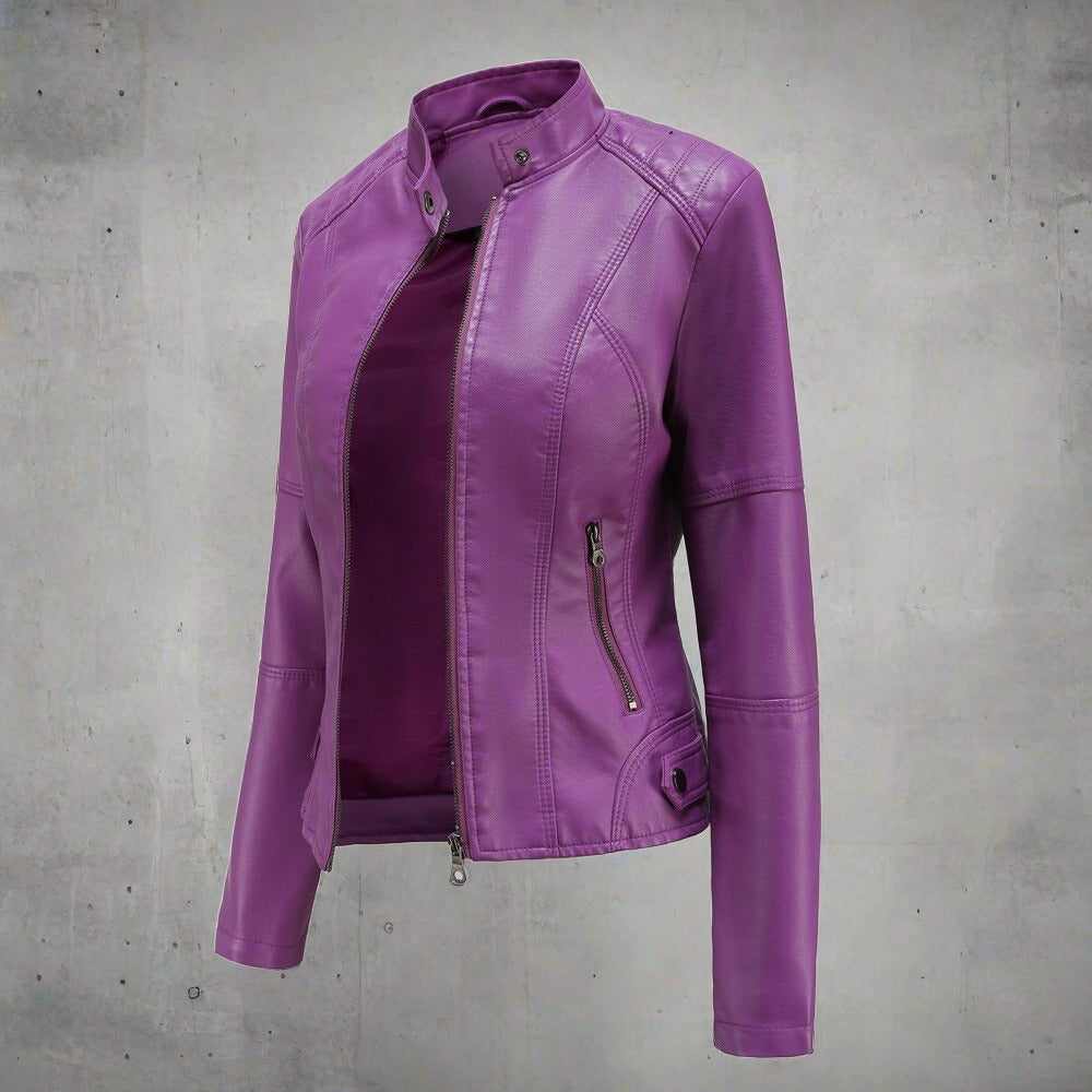 Diana Women's Leather Jacket – Zip Front Regular Fit Jacket with Pockets