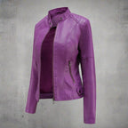 Diana Women's Leather Jacket – Zip Front Regular Fit Jacket with Pockets