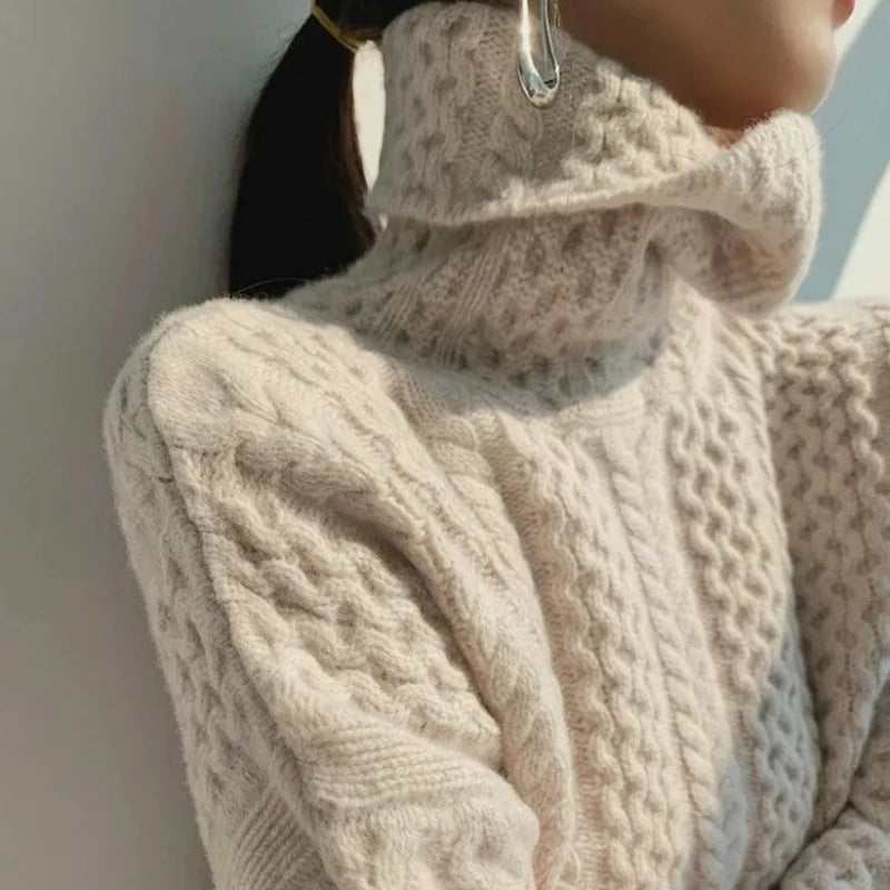 Camille Women's Cashmere Turtleneck Sweater – 100% Cashmere Elegant Winter Knit