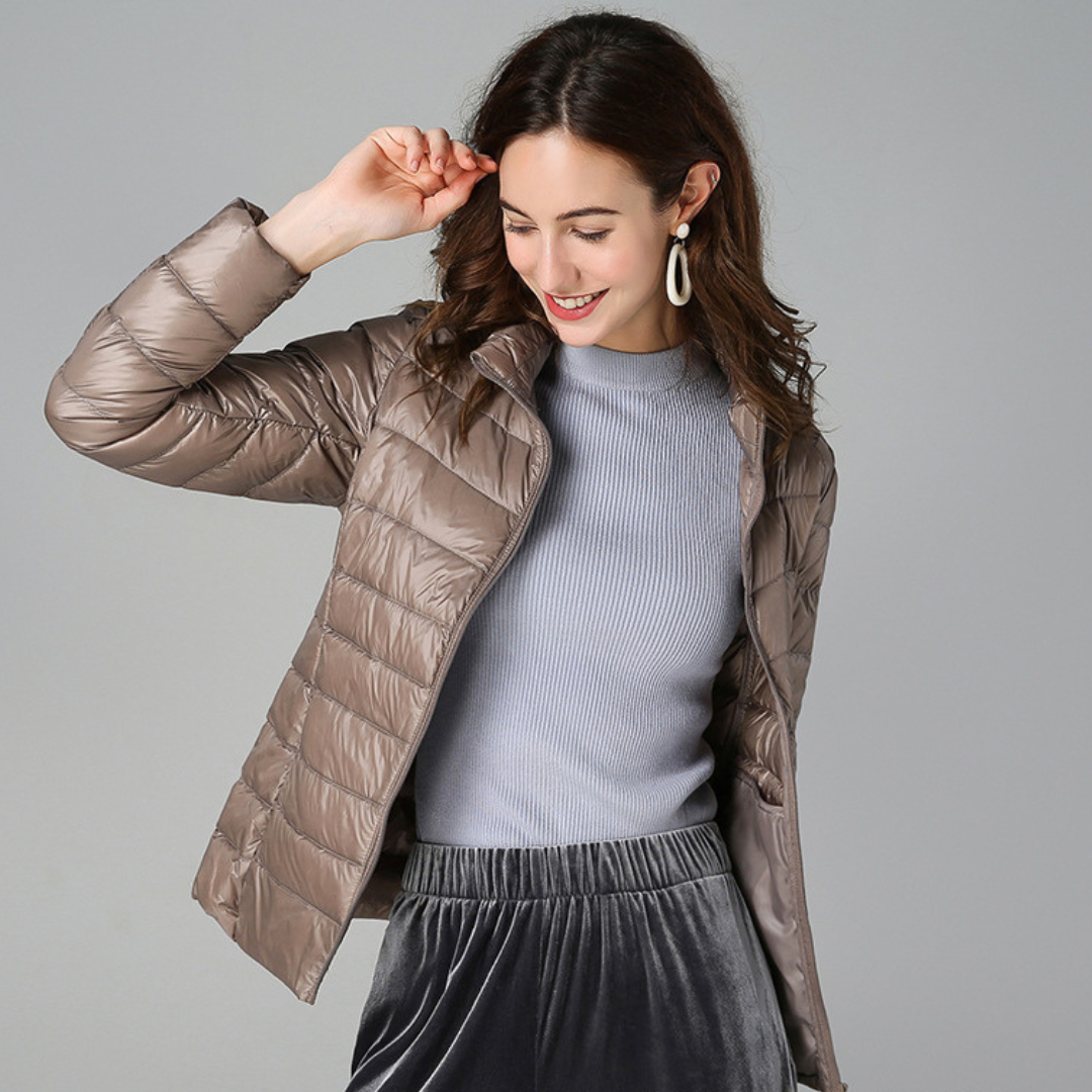 Aurora Women's Lightweight Jacket – Water-Resistant Packable Pleated Coat