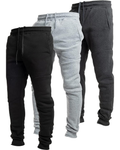Logan Men’s 3-Pack Fleece Joggers – Oversized Zipper Pocket, Athletic Fit & Sizes S–5XL