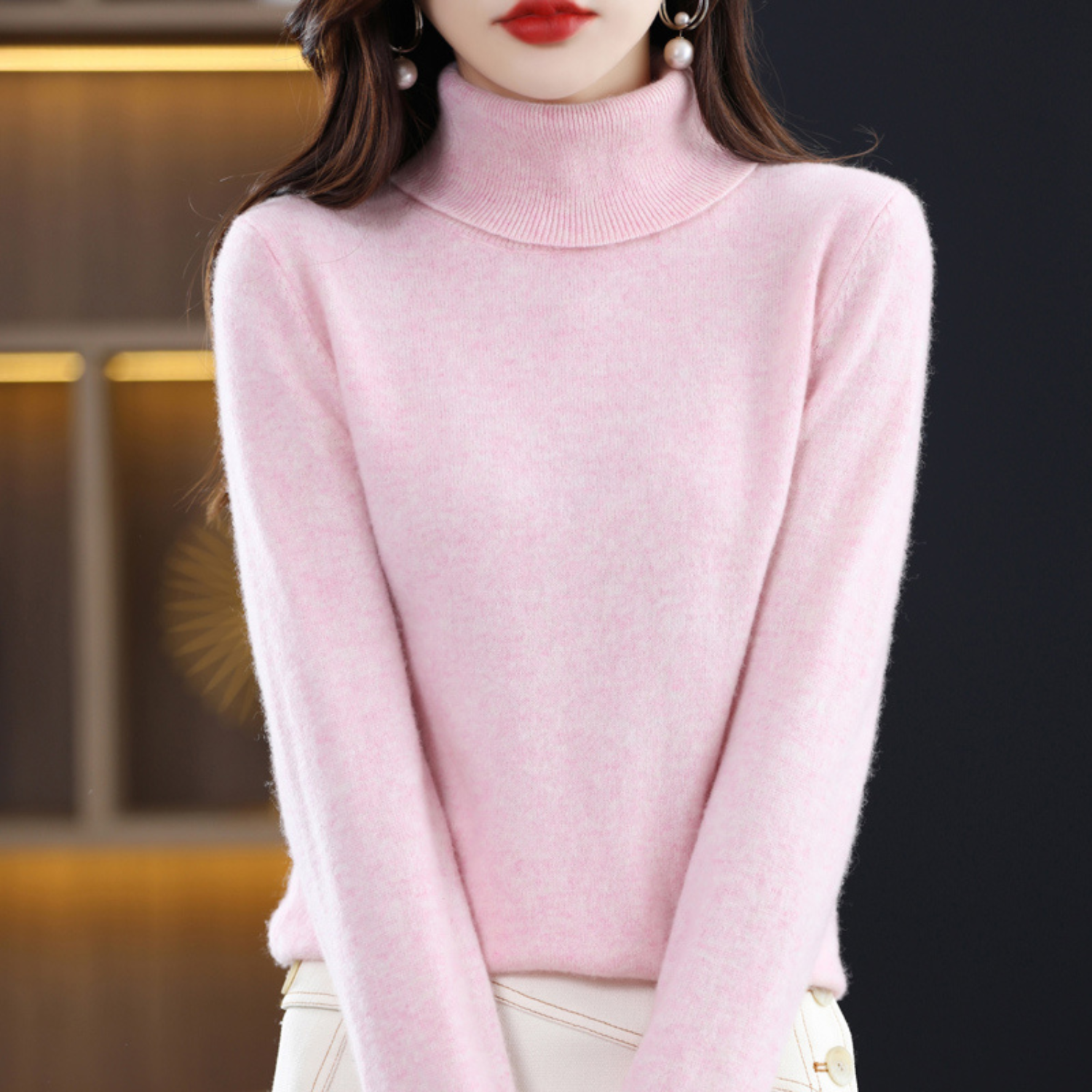 Emmie Women's Cashmere Turtleneck Sweater – Soft Regular Fit Elegant Pullover