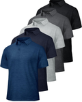 Brandon Men’s 5-Pack Performance Polo Shirts – Quick-Dry Moisture-Wicking Golf & Work Shirts