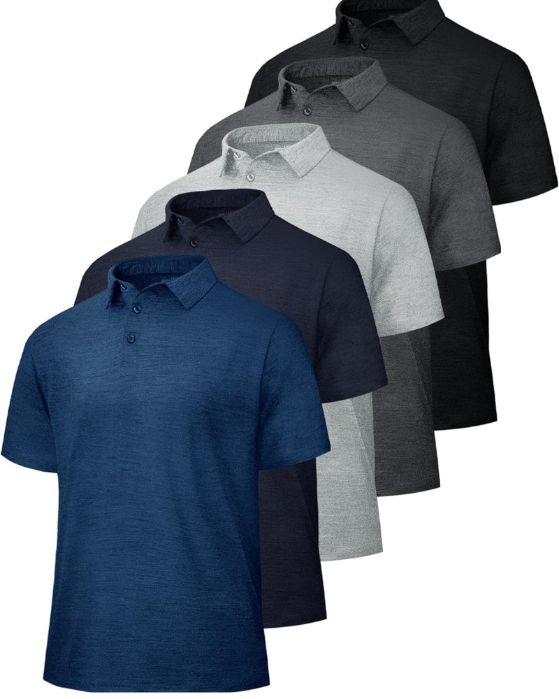 Brandon Men’s 5-Pack Performance Polo Shirts – Quick-Dry Moisture-Wicking Golf & Work Shirts