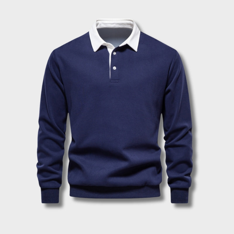 Hugo Men's Polo Sweater – Long Sleeve Breathable Smart Casual Pullover