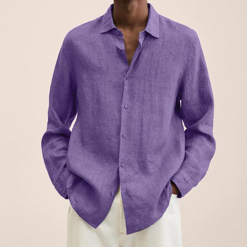 Giovanni Men's Linen Shirt – Long Sleeve Breathable Classic Casual Shirt