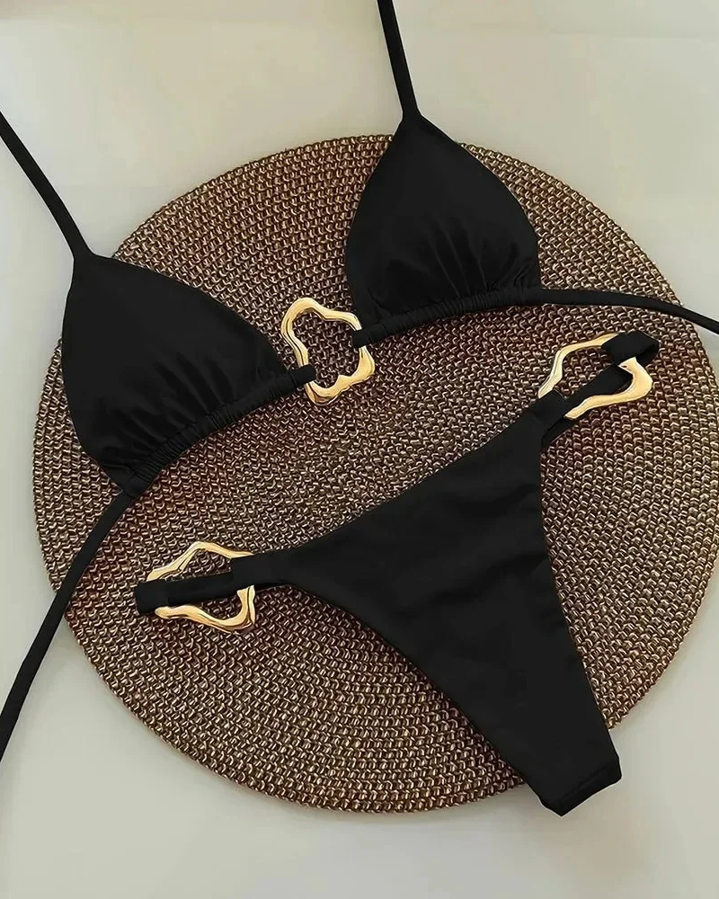 Isabelle Women's Bikini Set – Flattering Swimwear with Elegant Gold-Tone Details