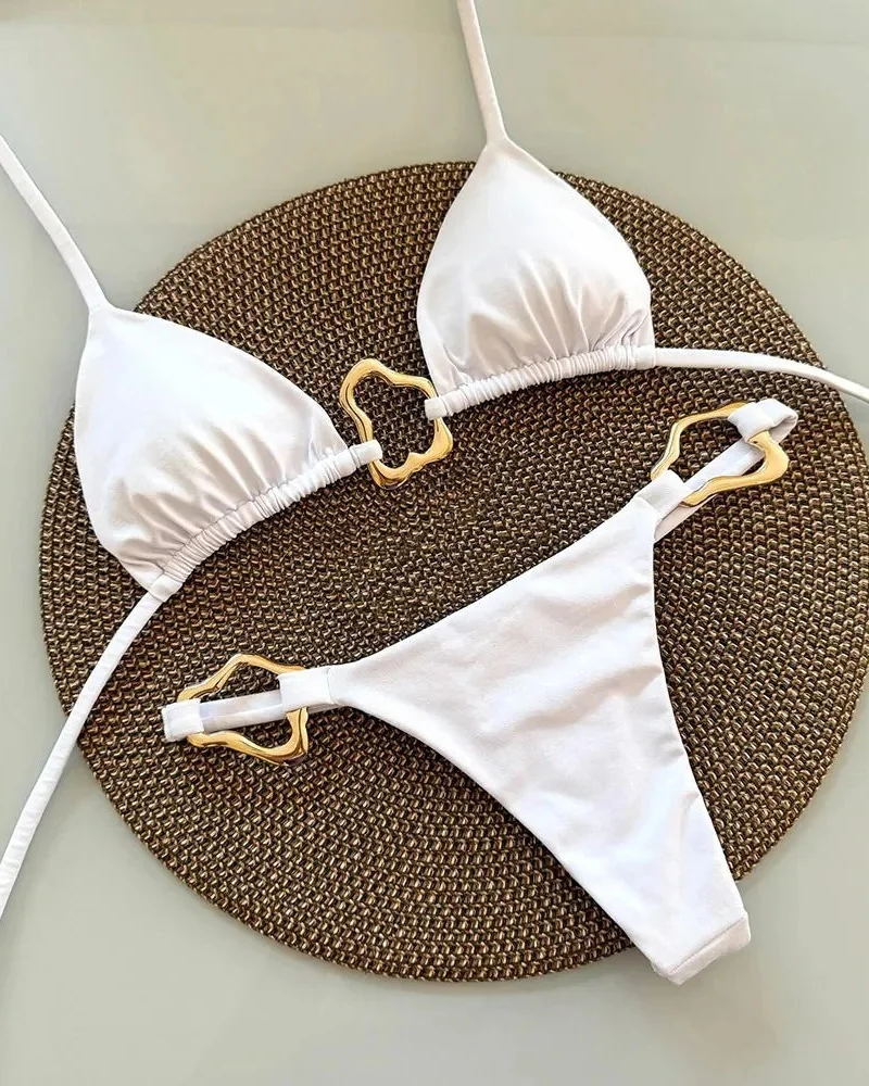 Isabelle Women's Bikini Set – Flattering Swimwear with Elegant Gold-Tone Details